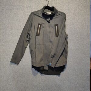 Cabi Love Collection Jacket‎ Gray Mesh Back D Ring Belt Zipper Pockets Medium